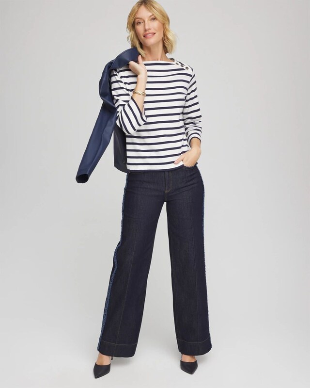 Bateau Neck Stripe Top - image 2